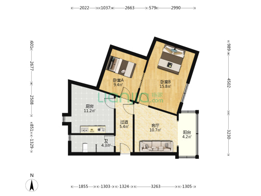 道塘巷11号 2室1厅1卫 66平方