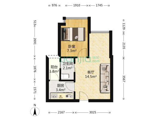 八达商城 1室1厅1卫 31平方