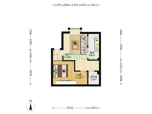 草堂小筑 1室1厅1卫 50平方