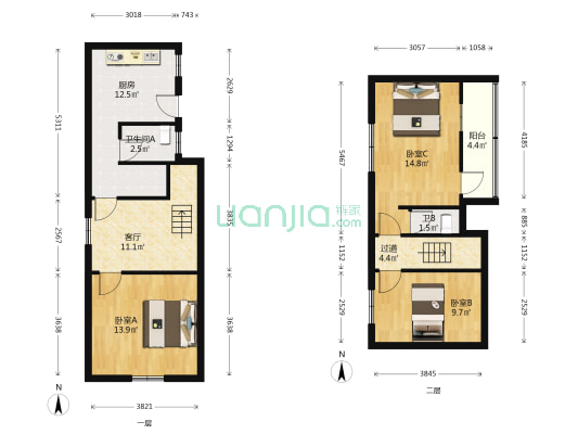 西新街 3室1厅2卫 94平方