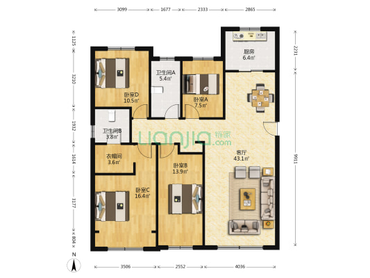 大华锦绣华城五期云璟 4室1厅2卫 141平方