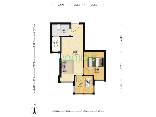财信阅时代 2室1厅1卫 44平方