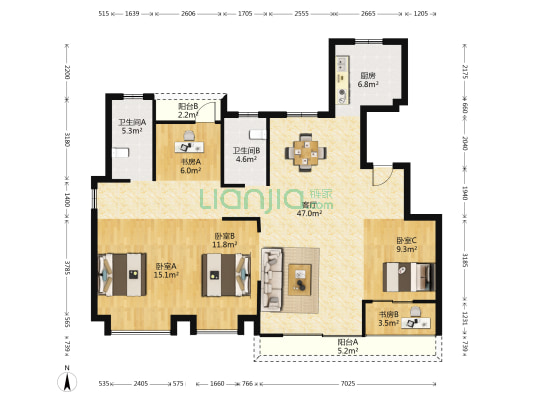 石榴·玉兰湾 5室1厅2卫 137平方