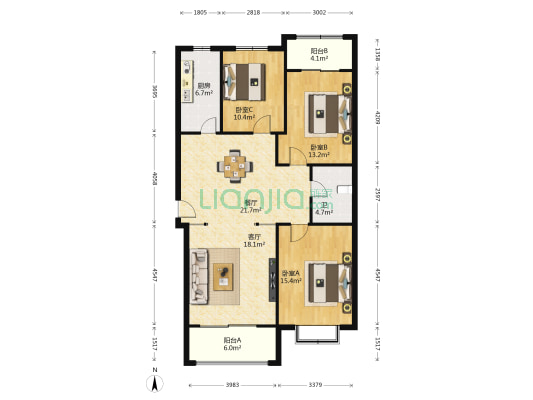 心海湾 3室2厅1卫 127平方