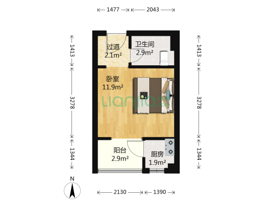 帝景蓝湾(涟水县) 1室0厅1卫 34平方