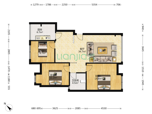 公园壹号 3室1厅1卫 92平方
