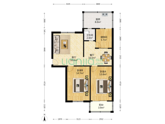 维明北大街102号 2室2厅1卫 87平方