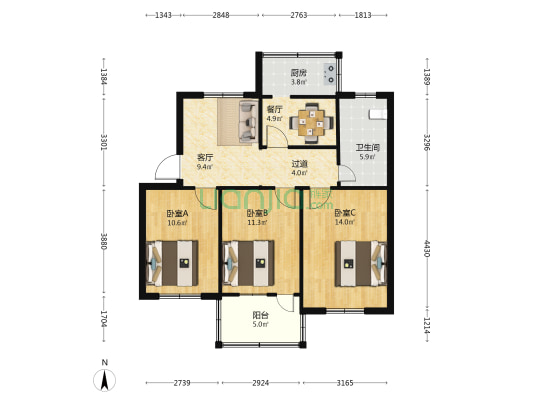 建安社区建安西区76号院 3室2厅1卫 75平方
