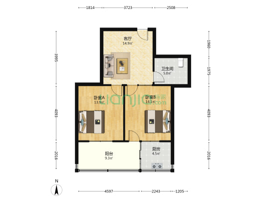 南辛庄西街38-1号 2室1厅1卫 66平方