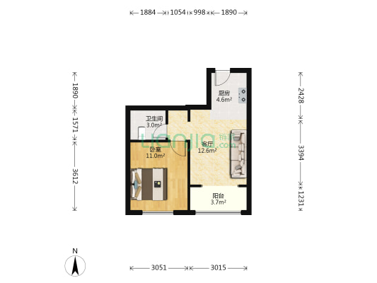 朗诗绿色街区东园 1室1厅1卫 46平方