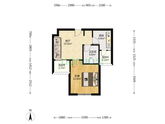 三林新村(永泰路133弄) 1室1厅1卫 51平方