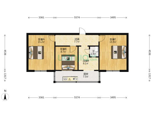 惠民北巷13号院 3室0厅1卫 75平方