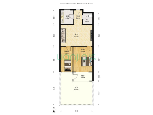 淄博义乌小商品城 2室1厅1卫 72平方
