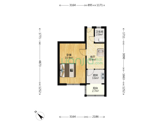 十四经路 1室1厅1卫 26平方