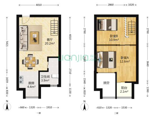 方圆中心 2室1厅1卫 47平方