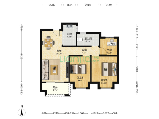 和暄苑 3室1厅1卫 88平方
