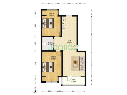 皇家御院 2室1厅1卫 81平方