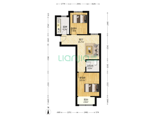 康太源尚诚二期 2室1厅1卫 64平方