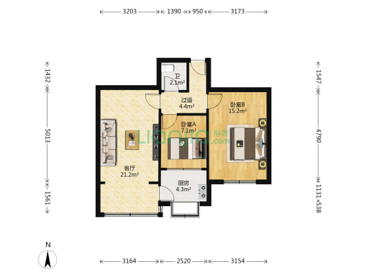 供电局木塔巷家属院（木塔巷） 2室1厅1卫 58平方