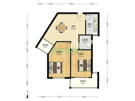 幕府南路208号 2室1厅1卫 81平方