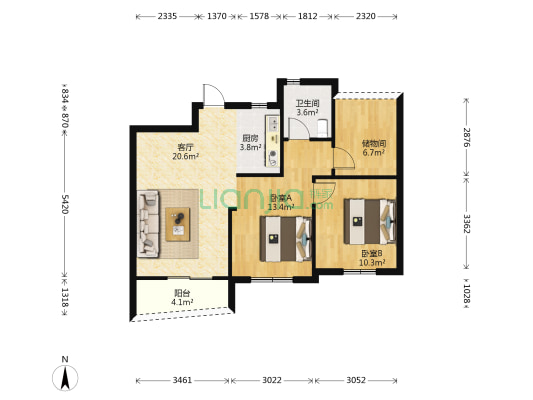 融创晓郡花园二期 2室1厅1卫 77平方