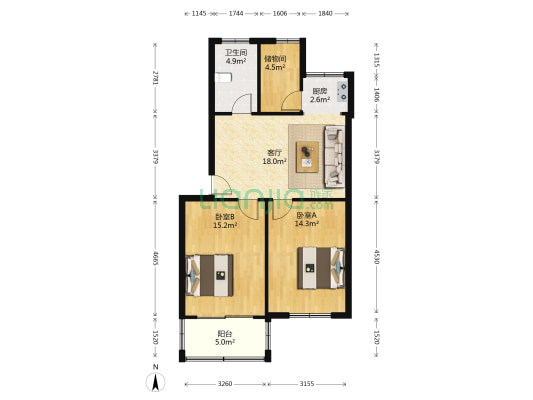梅林新村 2室1厅1卫 81平方