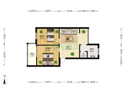 环城西路57号 2室1厅1卫 47平方