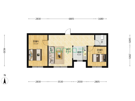 金汇一品 2室1厅1卫 75平方