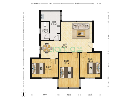 无线电二厂职工住宅 3室1厅1卫 94平方
