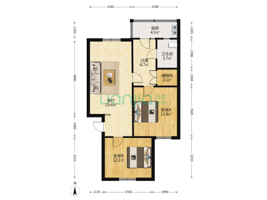 青城楼 2室1厅1卫 82平方