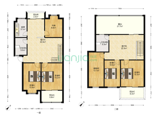 吉庆苑小区 5室2厅2卫 180平方