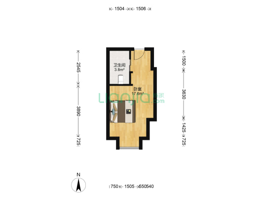 中南世纪城鼎城 1室0厅1卫 33平方