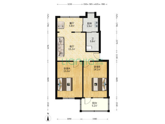金龙岗5号 2室2厅1卫 70平方