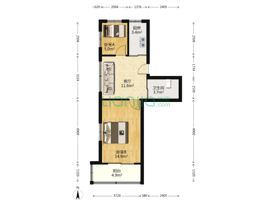 江滨西路二百二十五弄 2室1厅1卫 56平方