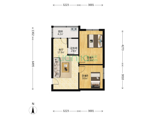 交大小区 2室1厅1卫 56平方