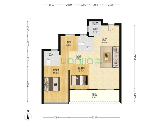 文蔚里 3室1厅2卫 91平方
