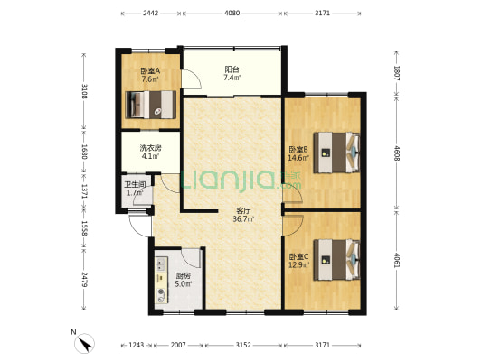 南大街327号附3号 3室1厅1卫 106平方