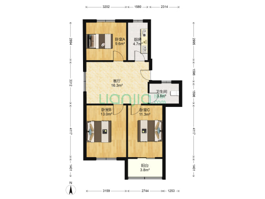 湖北东路499号 3室1厅1卫 84平方