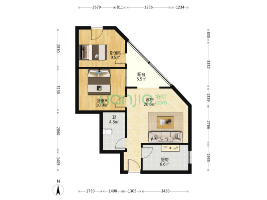 建新北路一支路 2室1厅1卫 70平方