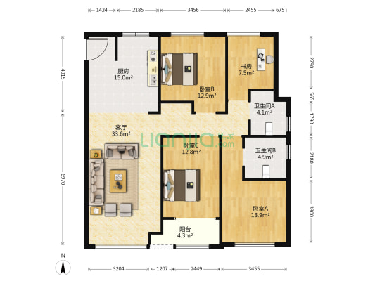国悦府 4室1厅2卫 130平方