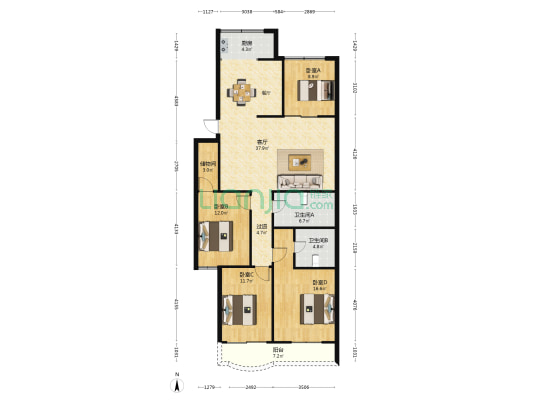 景江花园一期 4室1厅2卫 133平方