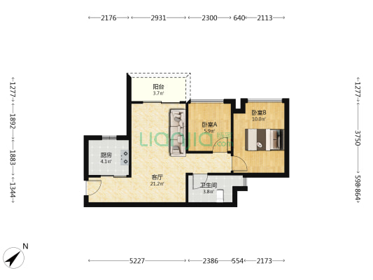 丰盛101 2室1厅1卫 62平方