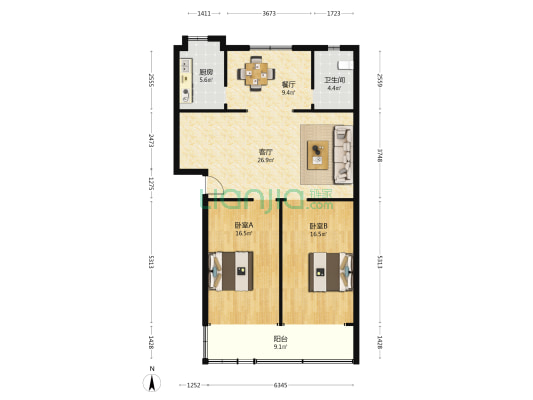 柴林头71-74号 2室2厅1卫 102平方