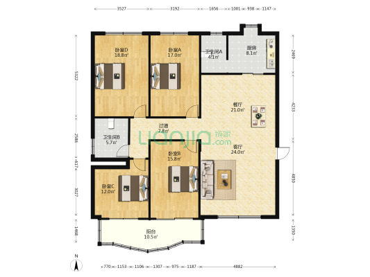 吉庆家园 4室2厅2卫 160平方