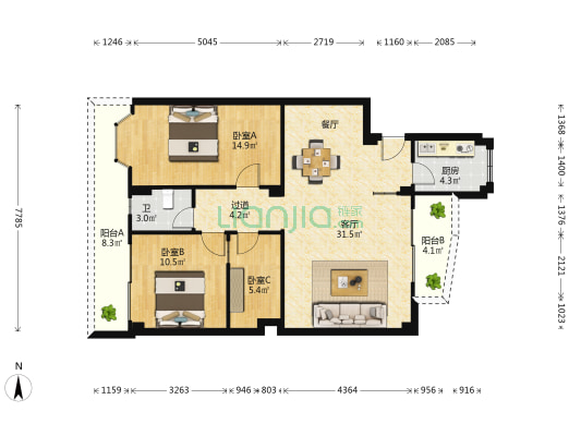 張溪豪苑 3室1厅1卫 100平方
