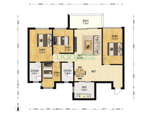 春满园 4室1厅2卫 101平方