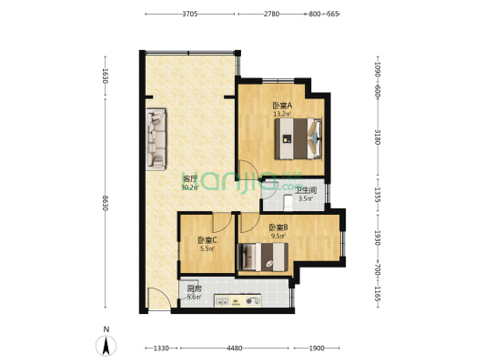 华禧汇 3室1厅1卫 90平方