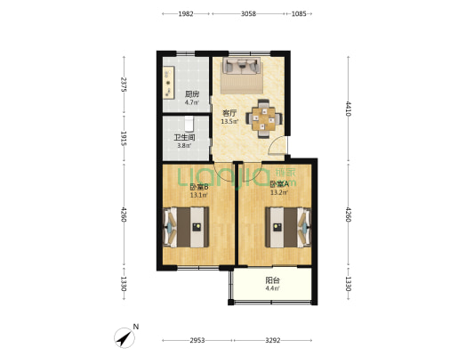 一条巷 2室1厅1卫 65平方