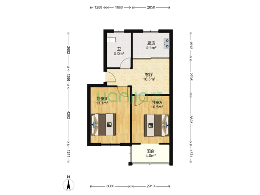 东浜新苑北区 2室1厅1卫 63平方