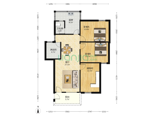 富华小区 2室1厅2卫 92平方